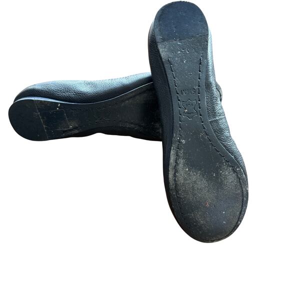 Tory Burch Claire Elastic Ballet Flats Shoes Perfect Black Gold Size 5.5 Comfort - Picture 7 of 10